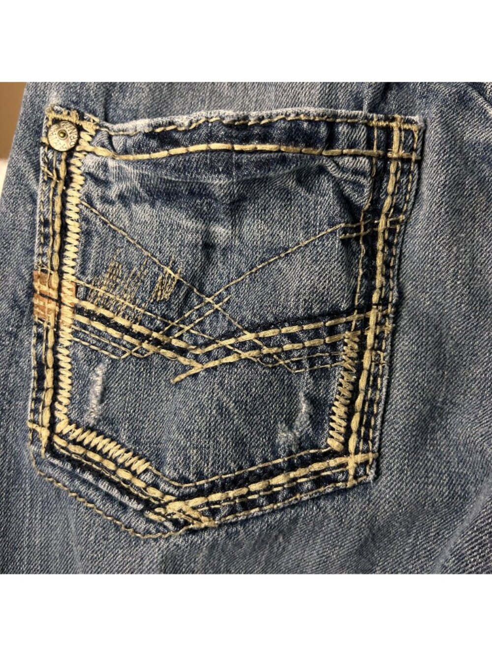Ariat Mens Distressed Straight Denim Jeans 30/34 Stitching Embroidered Western - Picture 12 of 16